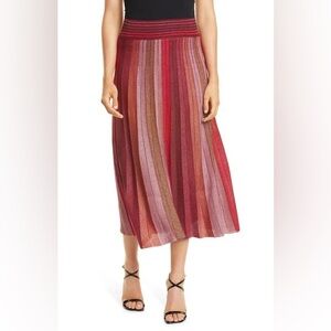 Kate Spade New York Metallic Stripe Pleated Midi Skirt